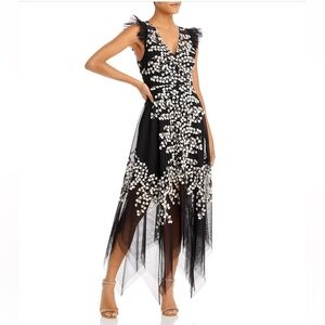 BCBGMaxAzria Black and White Floral Maxi Dress